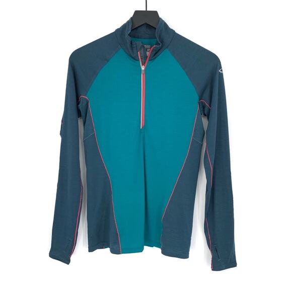ICEBREAKER Women's Merino GT Quarter Zip Pullover Teal Pink S - Picture 1 of 9